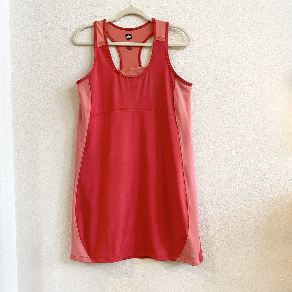 REI Womens Large Racer Back Tank Dress Red Orange Athleisure‎ Tennis